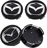 4 pcs 56mm Car Hub Centre Caps for Mazda Atenza MX3 CX3 CX5 2 3 6 323 626 RX8 RX7, Dust/Rust/Water-Proof Wheel Rim Centre Caps Covers,Black