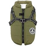 Poseca Dog Coat with Harness,Dog Coats Waterproof,Small Dog Harness Jacket,Puppy Winter Fleece Jackets,Winter Waterproof Coat with Reflective Harness and Zipper for Small Medium Large Dogs