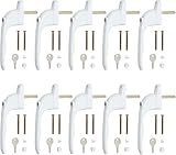 Neoteck 10 Pcs UPVC Window Handle, Double Glazing Universal Espag, White, 43mm