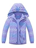 SERENYOU Girls Waterproof Jacket Kids Fleece Lined Raincoat Girl Windbreaker Girls' Rain Coat with Removable Hood Style 4 UK:9-10 Years(manufacturers's size: 140)