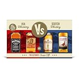 Ultimate Taste Off Whisky Tasting Set 4 x 5cl - Buffalo Trace Bourbon, Jack Daniel’s Old No.7, Famous Grouse & Bell’s - Premium Packaging by Blue Tree Gifts