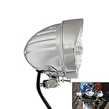 WIND MOZURA Retro 4.5" Motorcycle Headlights w/Visor Clear Lens 4 1/2 inch Chrome Vintage Head Light Lamp for Harley Sportster Dyna Softail Bobber Chopper Honda Yamaha Suzuki Kawasaki Custom