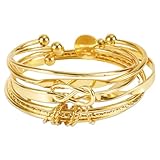 5pcs Gold Bracelet and Bangle Set for Women - Trendy Knot Cuff Stackable Jewelry Gifts