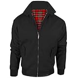 Stylo Online Mens Vintage Harrington Jacket Adults Unisex Boys Ladies Womens Classic Retro Scooter 1970's Bomber Mod Skin Tartan Lining Coat Top Size XS-5XL - Black L