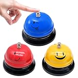 3 Pieces Call Bells Service Bell, Small Desk Bell Metal Hand Bell for Counter Reception Restaurant Dinner Office Hotels