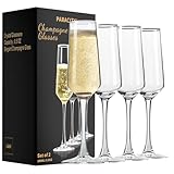 ParaCity Champagne Flutes 8.5oz/250ml, Champagne Glasses Set of 4, Elegant Glass Prosecco Glasses, Gift for Birthday, Wedding, Christmas, Clear Sparkling Champagne Glasses for Women, Men