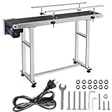 OI PVC Belt Electric Conveyor Machine 60W, Belt Inkjet Conveyor Printer Adjustable Conveyor Table 0-25M/Min with Double Guardrail, Printing Code Conveyor Belt for Food Drinking Stiker