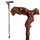 BYGSBKDP Wood Walking Cane for Men And Women - Hand-carved 35.4'' Ergonomic Walking Stylish Animal Shapes Carved Wood Cane Old Elderly People Comfortable Accessory - Affordable Gift (A)