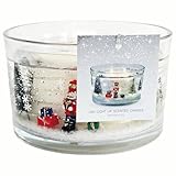 M&S LED Light Up Winter Spice Scented Candle, 2 Wick, Christmas Scene, Winter Holiday Decor