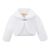Gum & Berries Girls Bolero Bridesmaid Tippet Wrap Stole Shrug White Kids - 7-8 Years