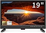 19 inch LED TV,Small tv with Digital T2 Tuner Freeview Receive,HDMI USB and RCA VGA inputs,12V car cable/AC for Campervan,bedroom(UK/EU)