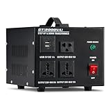 CREWORKS 2000W Voltage Converter, 220-240 Volts to 110-120V Step Up Step Down Voltage Transformer with US & Universal Outlets 5V USB Ports, UK to US Toroidal Core Power Converter with UK Standard Plug