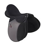 Shires Hi-Lite Elite Club GP Horse Riding Synthetic Saddle in Black 16M, Black