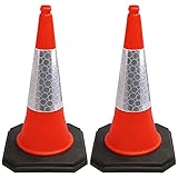 Street Solutions - 2 x 750mm Premium Quality Traffic Safety Raod Cones - Self Weighted - Strong and Durable - with Extremely Low Centre of Gravity Orange