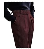 Tuikayoo Men's Herringbone Tweed Pant Casual Business Regular Fit Suit Trousers Wedding PromTrousers (Burgundy, 36W x 34L)