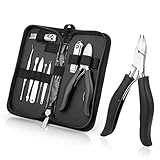 Toenail Clippers for Thick and Ingrown Nails, Black Nail Clipper Kit and Professional Podiatrist Toenail Clippers Heavy Duty Nail Scissors Toenail Treatment Tools Kit for Men Women Elderly
