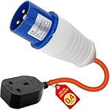 3 Pin to UK Socket Converter,16amp to 13amp Adapter Lead,for Campervan Motorhome Camping