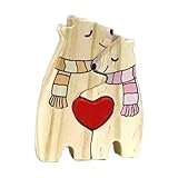 Wooden Puzzle - Cute Cartoon Bear Jigsaw Puzzle with Scarf and Heart, Decorative Wooden Animal Sculpture for Tabletop Centerpieces, Home Decor, and Gift for Friends & Family