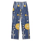 miaozhen Dandelion Mustard Yellow Denim Blue Boys Pajama Bottoms Soft Warm Teen Boy Jammie Pants pijamas para adolescentes varones 11-12Y