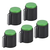 sourcing map Potentiometer Knobs Bakelite 13x15.5mm Volume Control Knob Cap for Guitar Bass,Volume Control,Mechanical Switch, Appliances,Audio 6mm Hole with 5pcs Set Screw Black Green 5PCS