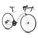 Hiland 28 Inch Road Bike, 14 Speeds, Light Weight Aluminum 490mm Frame 700C Road Bike, 700C Racing Bike for Men Women, White
