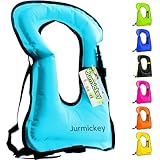 Inflatable Snorkeling Vest Adult, Portable Snorkeling Jacket, Snorkeling, Swimming, Canoeing, Boating, Safety Load up to 220 lbs (Blue)
