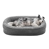 Pawk Large Dog Bed Sofa, Four-Sided Neck Pillow Orthopedic Dog Bed, Egg-Crate Memory Foam Pet Sofa, Waterproof, Non-Slip, Grey Removable Washable Dog Beds, 89×64×18cm