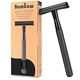 Bambaw Double Safety Razor, Metal Safety Razors for Men and Women, Fits All Double Edged Blades, Eco-Friendly & Reusable, Zero Waste, Black, No Blade Included