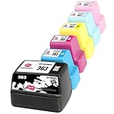 Ink Inspiration® Replacement for HP 363 Ink Cartridges 6-Pack, Use with HP Photosmart C7280 C8180 C5180 C6180 C6280 C7180 3310 3210 3110 8250 D6160 D7160 D7260 D7460