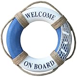 Life Preserver Ring, Mediterranean Style Hanging Foam Swim Ring with Perimeter Rope 16 Inch Portable Lightweight Pool Floats for Swimming Pool, River, Seaside