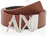 Armani Exchange Men's Essenial, Double face, Metal Logo Plaque Belt, Multi-Coloured, 34