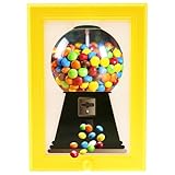 Handy Candy Frame, Gumball Machine in Frame, Cute Picture Frame Sweet Dispenser Kid Friendly Bubblegum Vending Toy for Candies Nuts Dog Cat Treats Holiday Presents, 31x21x4.5cm (Yellow)