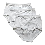MISHOO® 3 Mens Y Fronts Briefs Soft 100% Cotton Underpants, Mens Sports Underwear, Comfortable Boxer Briefs, Tag free Reusable Adult Waistband Brief White XXL