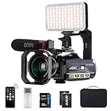 ORDRO 4K Camcorder Video Camera, IR Night Vision Camcorder, Vlogging Camera with Microphone, LED Light, Wide-Angle Lens, Handheld Holder and Carrying Case
