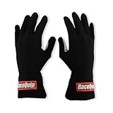 RaceQuip Basic Race Gloves 350 Series 1 Layer Nomex Non SFI Black Small 350002
