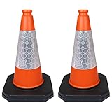 2 x 460mm 1-Piece High Traffic Cones for Street Safety - Strong and Durable Outdoor Cones with Very Low Centre of Gravity - U.K Made Safety Cones