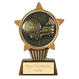 TROPHIESPLUSMEDALS Football Boot & Ball Mini Star Trophy - 10cm Personalised Resin Football Trophy Award with Free Engraving | Kids & Adults Football Cup for School, Club & League Sports Award