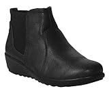 Cushion Walk Womens Ladies Slip On Twin Gusset Lightweight Casual Comfort Ankle Boots UK Sizes 4-8 (6 UK, Black)