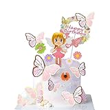 18Pcs Flower Fairy Mini Figures,Flower Fairy Cake Decoration,Flower Fairy Cupcake Toppers,Butterfly Cake Topper for Girls Shower Cake Decoration Wedding Birthday Party Decorations