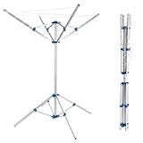CROWNSHOP Rotary Washing Line 4 Arms 15M Metres of Clothes Line 142x142x160cm Washing Line Airers Clothes Airer Outdoor Portable Foldable Freestanding for Indoor Outdoor Dryer Caravan