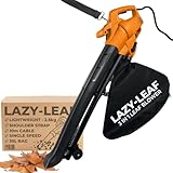 Lazy-Leaf - Leaf Blower and Vacuum - Powerful Corded Leaves Collector for Clear Gardens, Patios, Gutters, Driveways & More - Lightweight, 10m Cable with Shoulder Strap, 35L Zipped Bag and Wheels