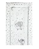 KAM Labelz Baby Nursery Waterproof Soft Padded Changing Mat| Raised Soft Edges, Easy Wipe Clean| Unisex Nappy Change Cute Lovely Animal Design for Girl Boy (Elephant on Moon)