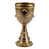 Boland Gold Chalice Goblet – Medieval King Cup Fancy Dress Accessory with Jewels – Plastic Royal Drinking Cup for Knight, Arthurian, Viking, Halloween & Party Costumes – 18 cm