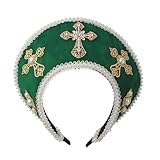 BPURB Tudor Queen Coronet Hooded Hat for Women Anne Boleyn Hat Headwear Elizabethan Headwear French Royal Headband for Cosplay Party, Green