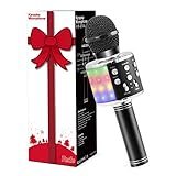 Fede Microphone for Kids Adults, Wireless Bluetooth Microphone with Flashing Colorful LED Lights Portable Speaker Karaoke Machine, Home KTV Player Support Android & iOS Devices for Party Singing