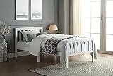 Home Treats 3ft Single Bed In White Solid Pine Wooden Frame Perfect For Adults Kids Teenagers Fitted Slats Strong Support Legs With Smooth Finish (Single)