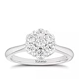SISGEM Natural Diamond Ring, 9ct White Gold Diamond Cluster Engagement Ring for Her, 0.22ct, G, SI2, Personalised Ring, for Women Ladies Engagement Wedding (Size: S)