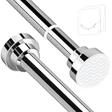 Stainless Steel Extendable Shower Curtain Rod Tension Pole, including 2 Holder,Net Voile Curtains Rail,Adjustable Telescopic Rods Extendable for Kitchen Cupboard Bathroom Window(130cm-193cm)