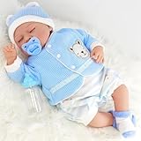 BiBi Doll Reborn 20" Periwinkle Lifelike Sleeping Baby with Dummy, Birth Certificate & Bottle - Realistic Newborn Baby Dolls for Girls & Collectors, Soft Vinyl & Fabric, Blue Outfit