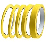 Udewo 5 Rolls Yellow Masking Tape，Fine Line Tapes Painters Tape Artist Masking Tape 3/5/7/10/15mm Widex22 Yard Writable Masking Tape Automotive Masking Tape Premium Masking Tape Painting & Decorating